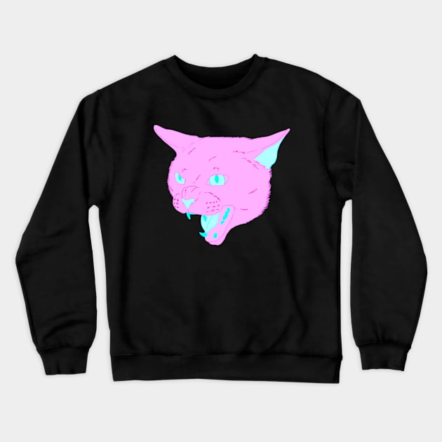 Vaporwave Cat - Wild Berry Crewneck Sweatshirt by Basicallyimbored